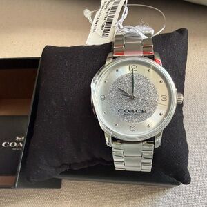 Coach Silver and White Watch with Glitter Dial
